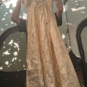 Trixxi Cream and Gold Floral Dress